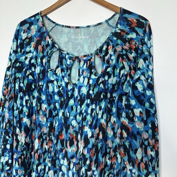 Soft Surroundings Brooke Maxi Dress Size 3X Blue Exotic Aqua Jersey - Picture 2 of 10